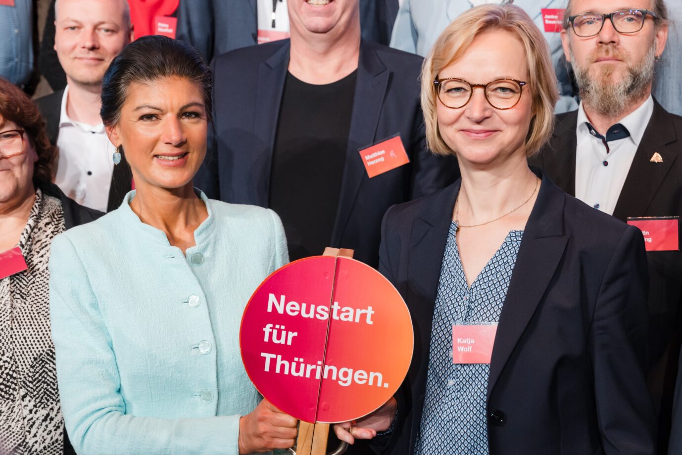 Koaltion BSW-CDU: BSW-Chefin Sahra Wagenknecht (rechts) mit ihrer Thüringer Spitzenkandidatin Katja Wolf.