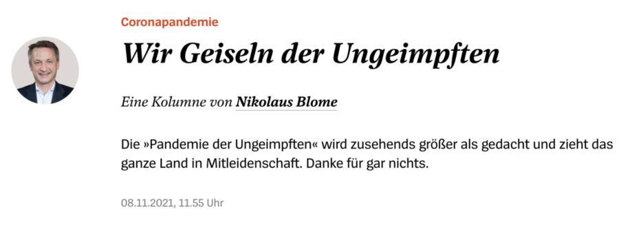 Kolumne von Nikolaus Blome vom 8. November 2021