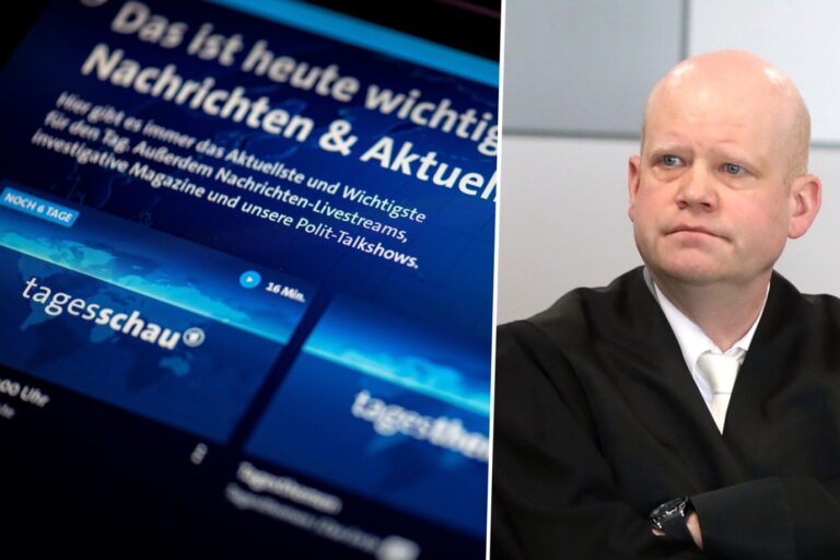 Ein Bild der Tagesschau auf einen Tablet und links daneben steht der Staatsrechtler Ulrich Vosgerau