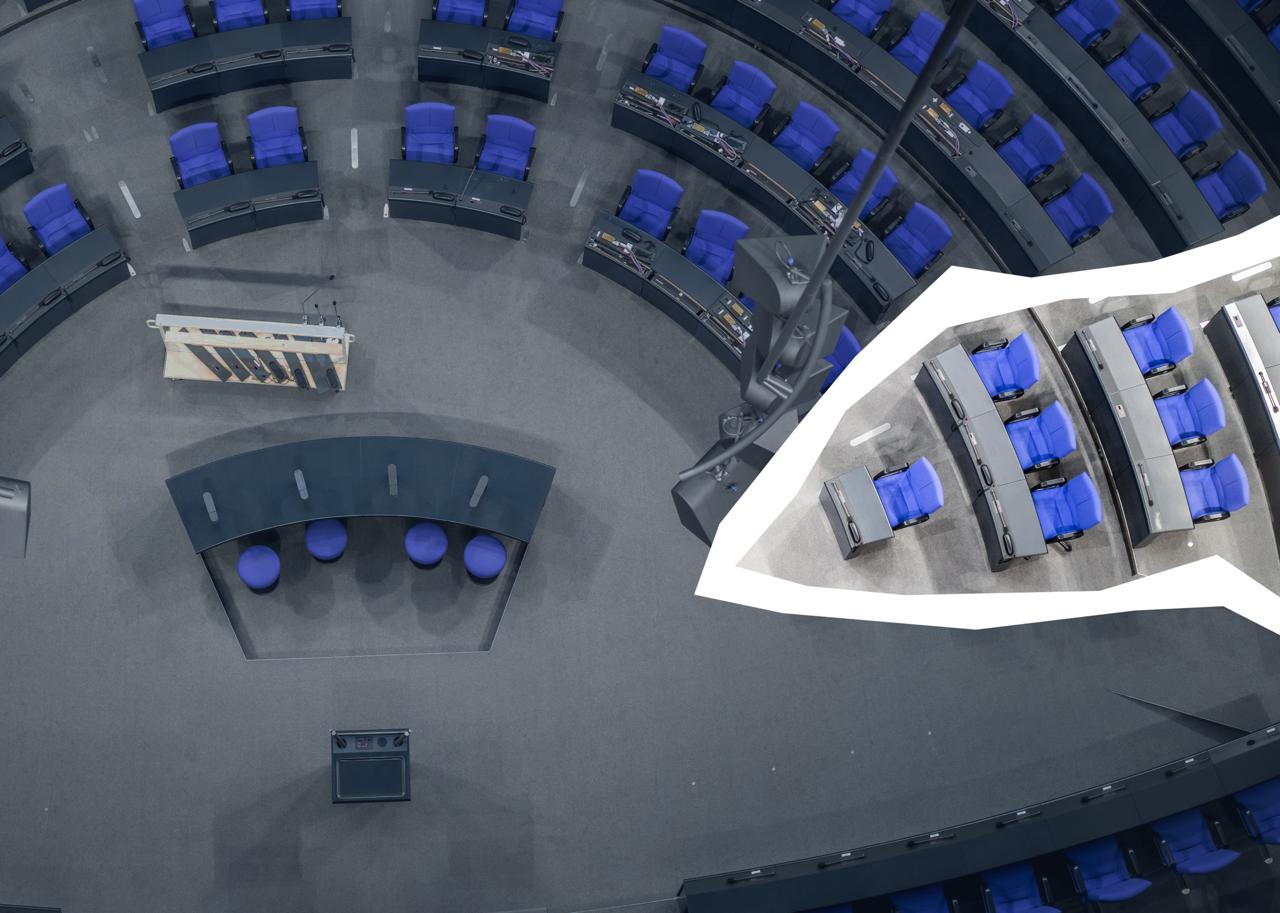Die Sitze der AfD-FRaktion im Bundestag werden optisch ausgegrenzt