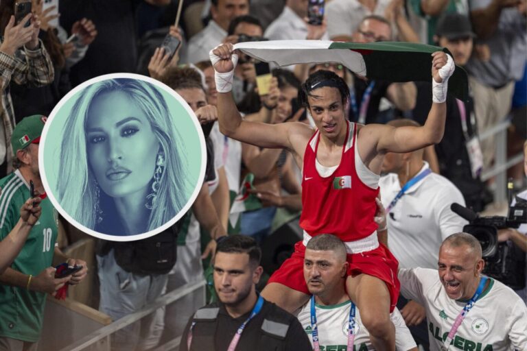 Der algerische Boxer Imane Khelif wird nach seinem Finale-Sieg von Fans getragen (Themenbild/Collage)