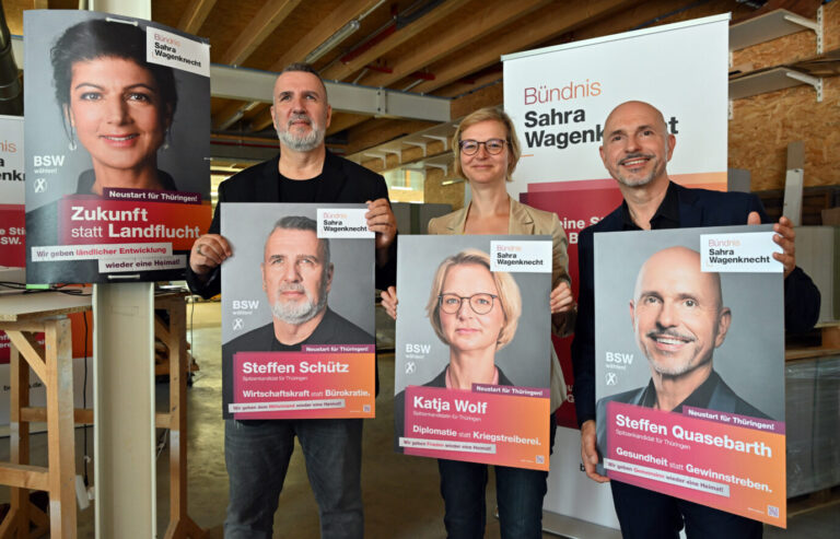 Die Spitzen-Kandidaten des Wagenknecht-Bündnisses stellen die Wahlkampagne vor