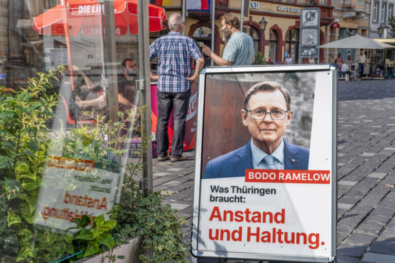 Ein Werbestand der Linken in Thüringen (Themenbild)