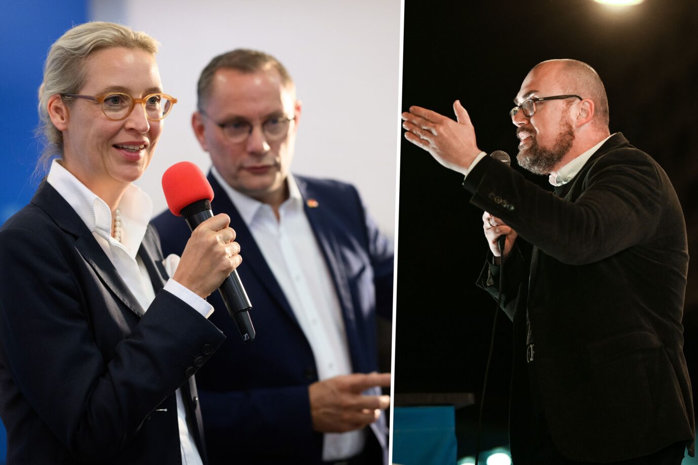 Alice Weidel und Tino Chrupalla (l.) machen Hans-Thomas Tillschneider einen Strich durch die Rechnung. Die AfD wird Direktkandidaten aufstellen.