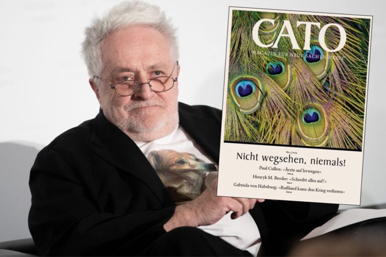 Der Publizist Henryk M. Broder und eine aktuelle Ausgabe des Cato-Magazins