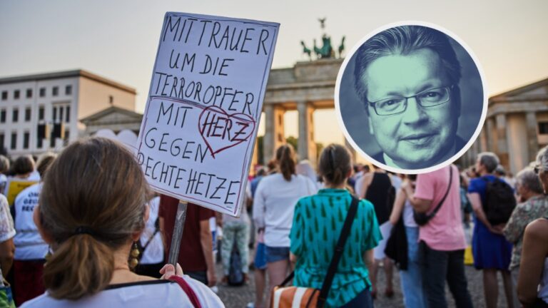 Eine „Gedenkdemonstration“ an die Opfer von Solingen in Berlin: Die Teilnehmer verteidigen die liberale Migrationspolitik Deutschlands. (Themenbild/Collage)