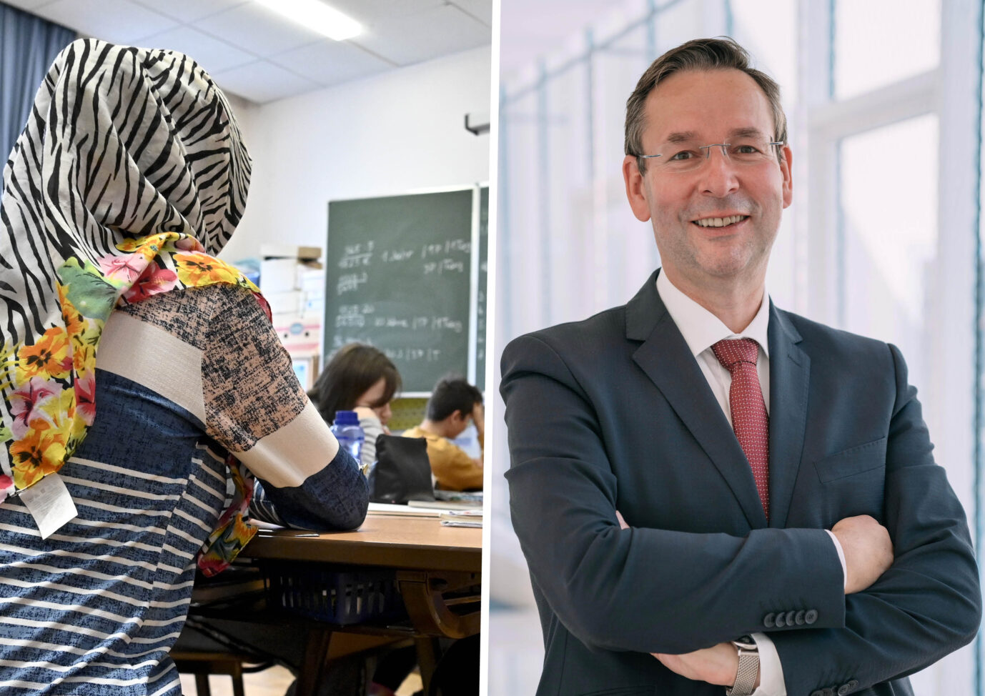 Schulunterricht in Wiener Bezirk Hernals (l.): Laut Brückl sind die Unterschiede zwischen Schulen in seinem Bundesland und Wien auch bei der Integration groß (Themenbild/Collage)