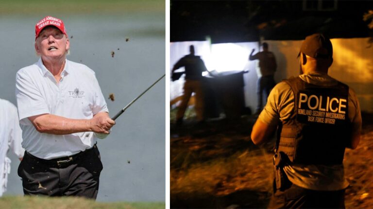 Donald Trump beim Golfspielen und Polizisten, die ein früheres Haus des Attentäters Ryan W. Routh in North Carolina stürmen.