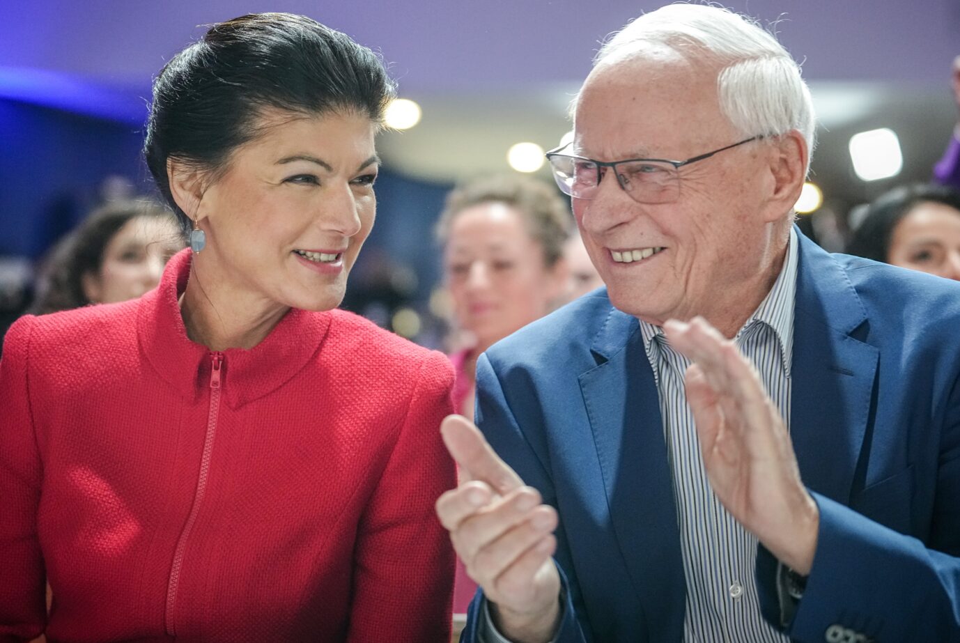 Ist die CDU dem gewachsen? Sahra Wagenknecht und ihr Mann Oskar Lafontaine beim Gründungsparteitag des BSW im Januar.