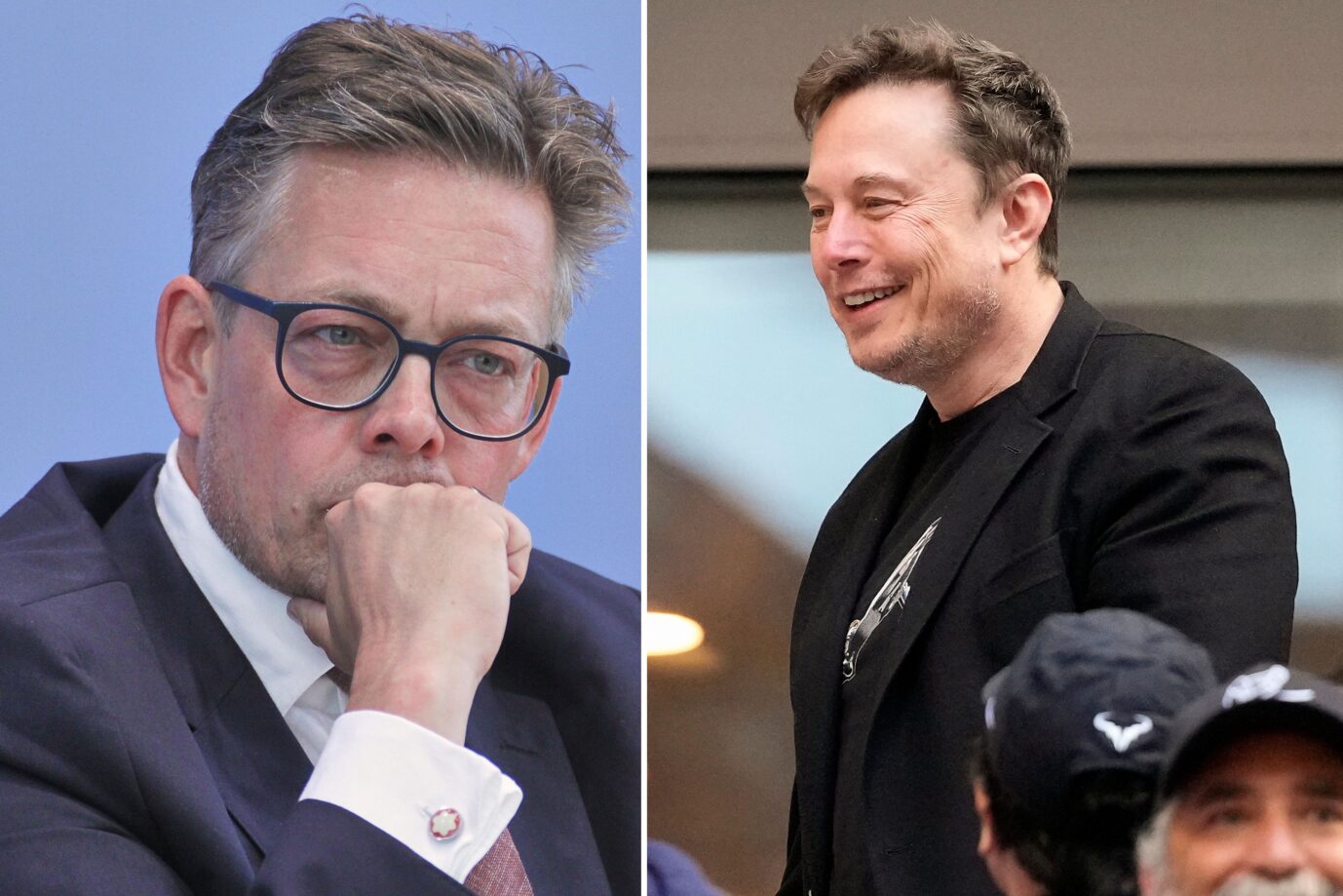 Das Bild zeigt Konstantin von Notz von den Grünen und den Unternehmer und X-Eigentümer Elon Musk.