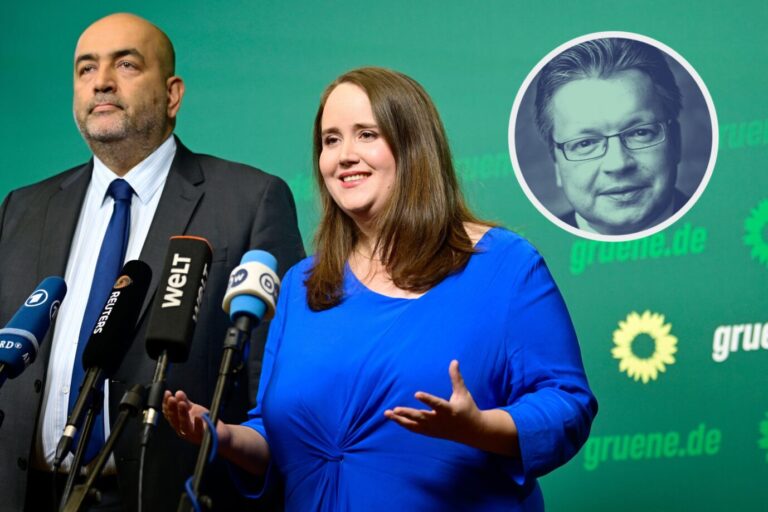 Das Bild zeigt die Grünen-Politiker Omid Nouripour und Ricarda Lang.