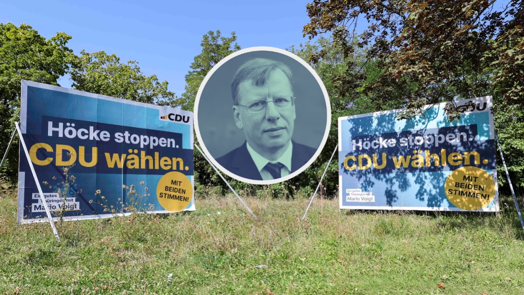 CDU-Wahlplakate gegen AfD-Spitzenkandidat Björn Höcke in Thüringen: Bereits seit den 1960ern verabschiedete sich die Union schrittweise vom Antikommunismus ab