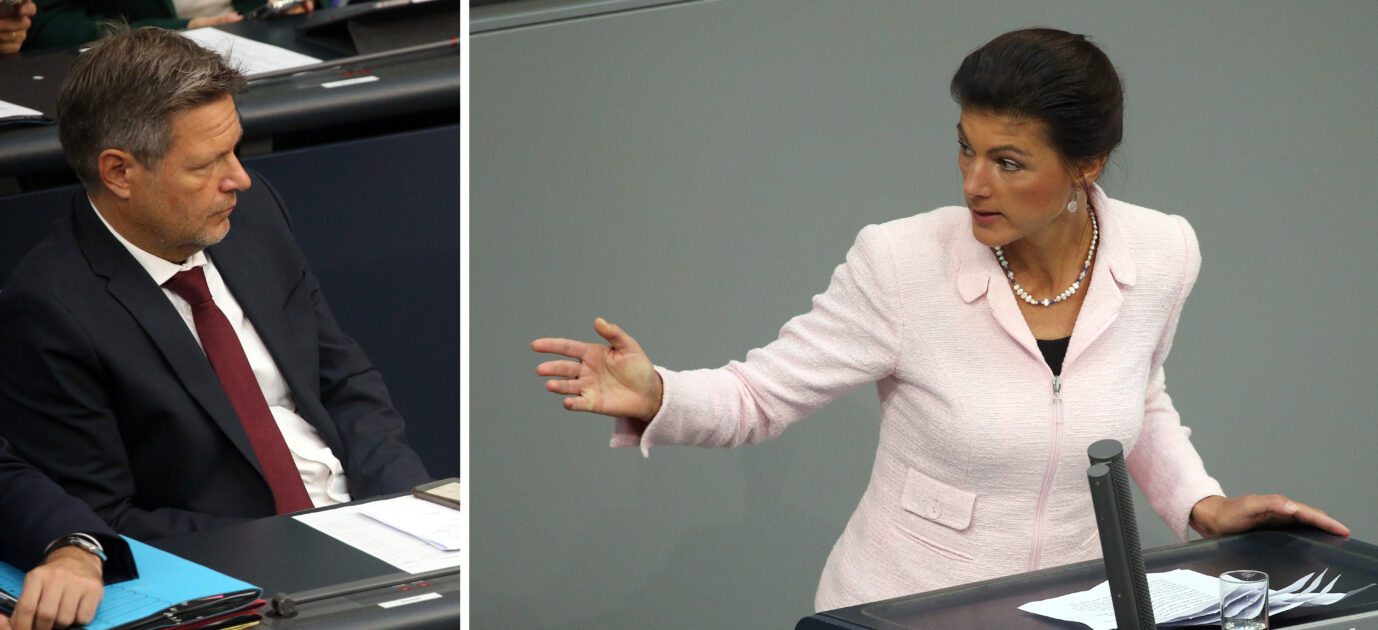 Sahra Wagenknecht wehrt sich erfolgreich gegen Robert Habecks Falschbehauptung.