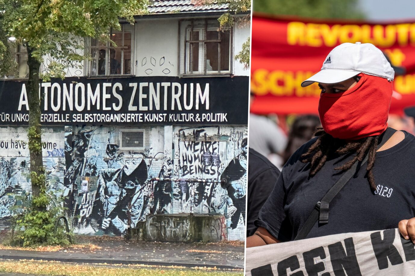 Das Bild zeigt das Autonome Zentrum und eine Antifa-Veranstaltung in Köln.