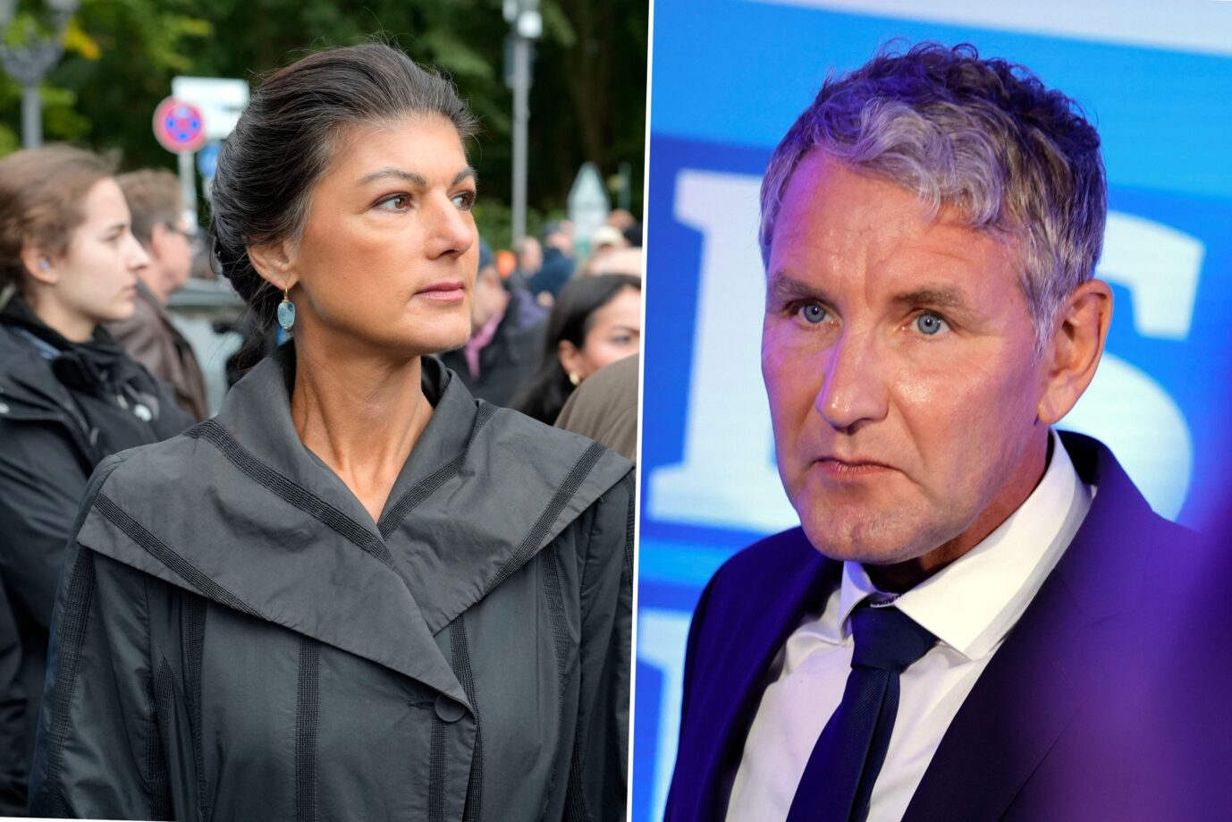 BSW-Gründerin Sahra Wagenknecht und Thüringens AfD-Chef Björn Höcke: Jetzt geht es vor Gericht wegen des Falschzitats.