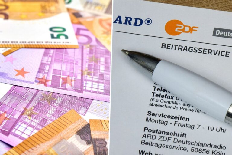 Das Bild zeigt viel Bargeld und einen Brief des Beitragsservice. Die öffentlich-rechtlichen reagieren empört auf Sparvorschläge.