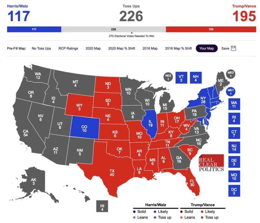 Aktueller Stand der US-Präsidentschaftswahl Grafik: RCP.