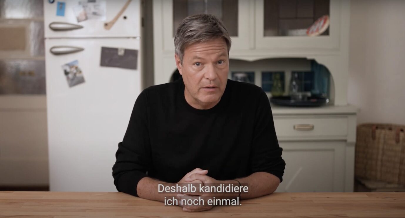 Robert Habeck in seiner Videoansprache. "Ich will nicht hinnhmen, daß Angst und Zorn uns aufzehren." Foto: Screenshot Youtube