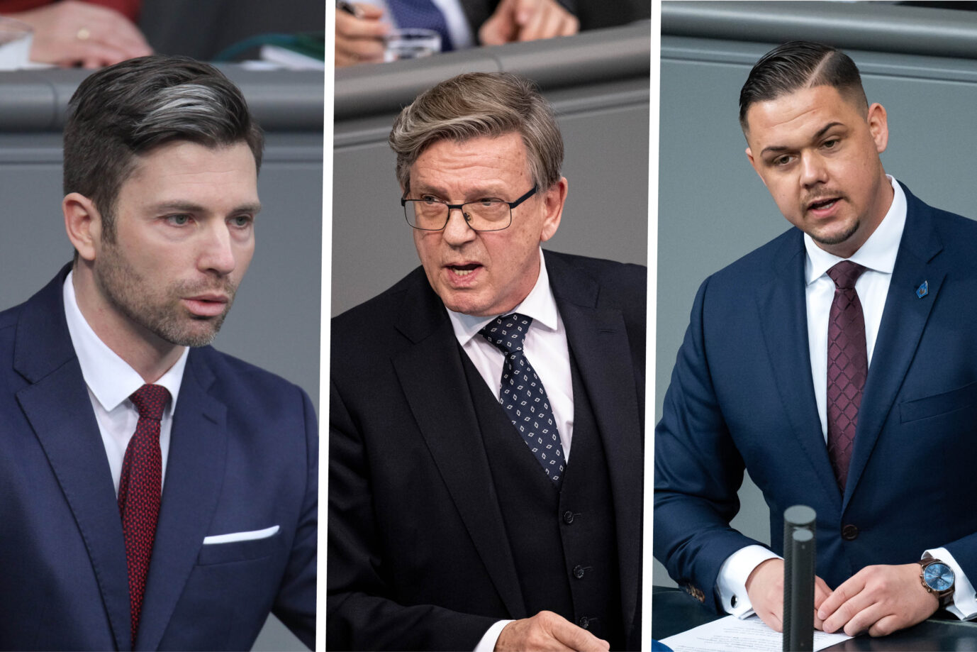 AfD-Bundestagsabgeordnete Jan Nolte, Gerold Otten und Hannes Gnauck: Streit um die Wehrpflicht