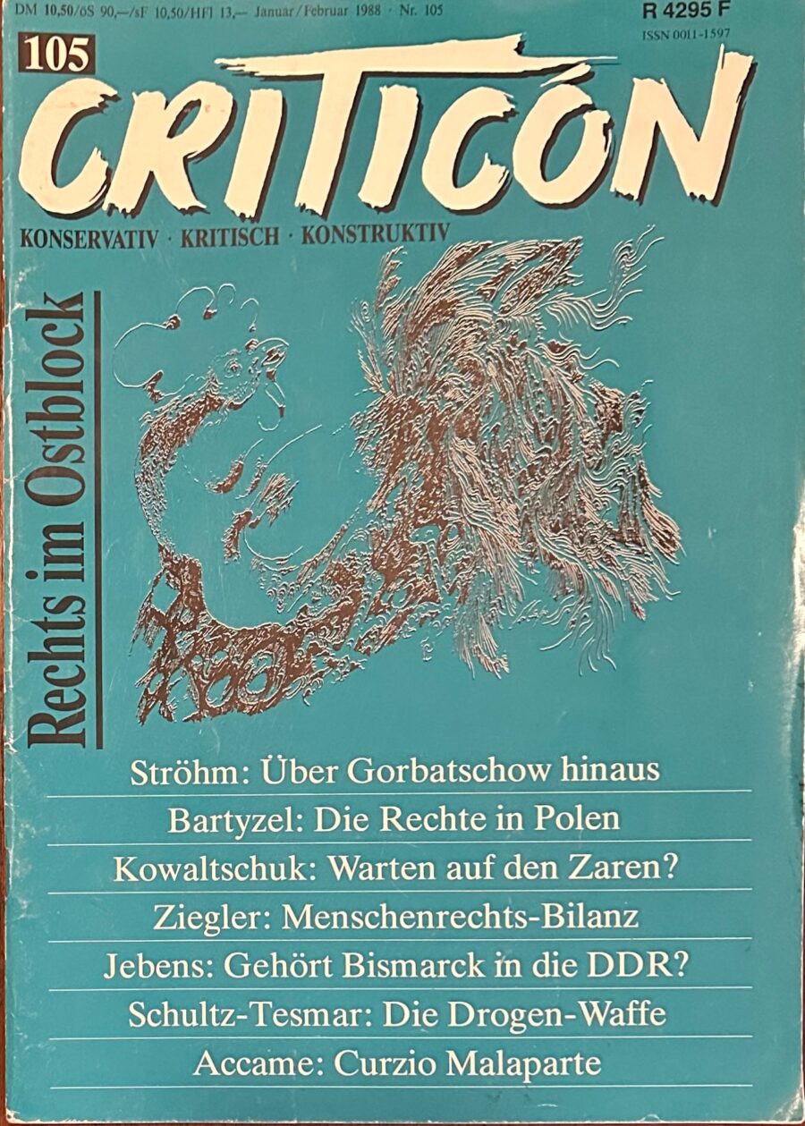 Zeitschrift „Criticón“ Nr. 105, Januar/Februar 1988