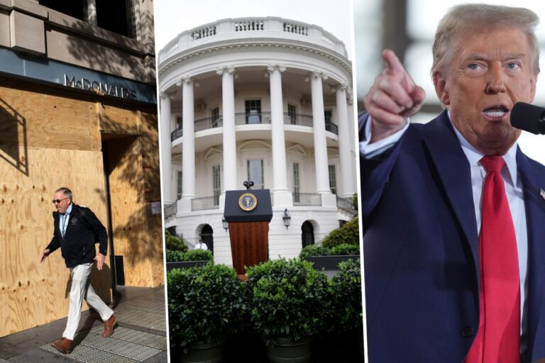 In der US-Hauptstadt Washington werden am Tag der Wahl die Fensterfronten verrammelt, Wählerschlangen bilden sich und einer kämpft bis zum Schluß – Donald Trump. Foto: picture alliance / ASSOCIATED PRESS | Michael Dwyer/ Ben Curtis/ abaca | Douliery Olivier/ABACA