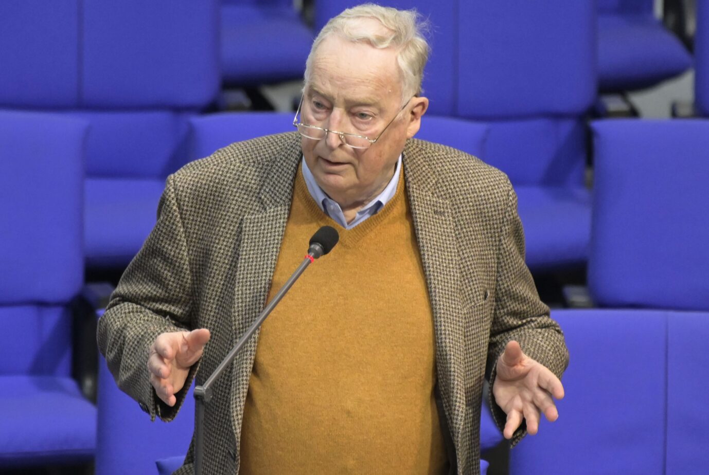 Vertrauensfrage: Allein auf weiter Flur im Bundestag: Der AfD-Abgeordnete Alexander Gauland.