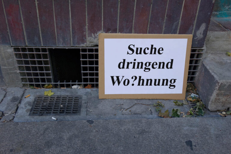 In Deutschland herrscht Wohnungsnot. Eine exklusive Umfrage zeigt, was die Wähler glauben. Der JUNGEN FREIHEIT liegen die überraschenden Zahlen vor. „Suche dringend Wohnung“, steht auf einem Schild: Die Wähler wissen, woran Wohnungsnot liegt. Foto: picture alliance / ZB | Sascha Steinach