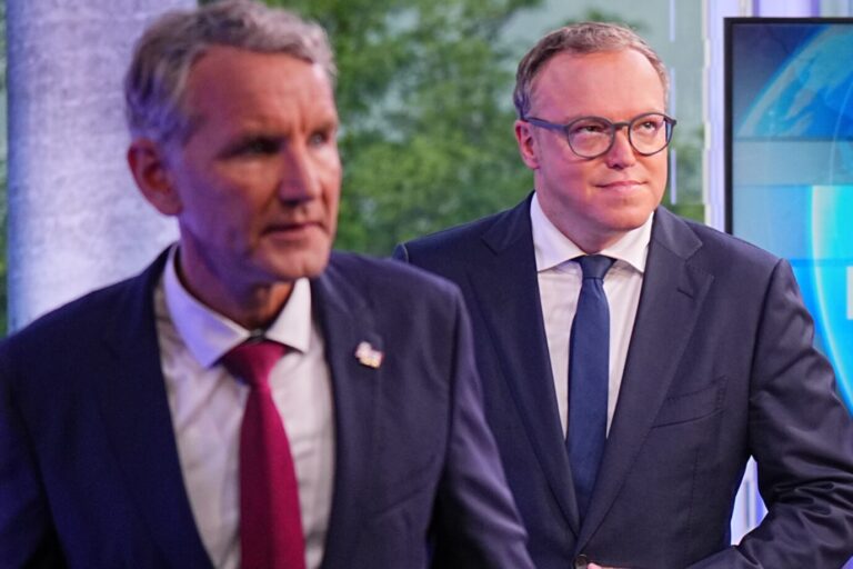 Spannende Ministerpräsidentenwahl in Thüringen: AfD-Fraktionschef Björn Höcke und CDU-Kandidat Mario Voigt.