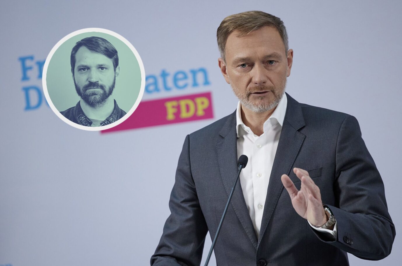 Christian Lindner FDP, Bundesvorsitzender, und Marco Buschmann (FDP), Generalsekretär, gibt eine Pressekonferenz im Ludwig Erhard Haus nach einer Präsidiumssitzung.