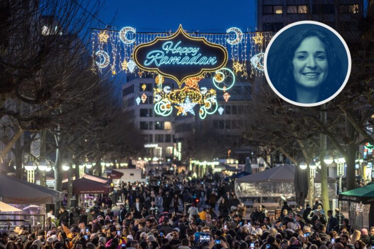 Das Bild zeigt Ramadan-Beleuchtung in Deutschland. Manche sehen das als Unterwerfung gegenüber dem Islamismus.