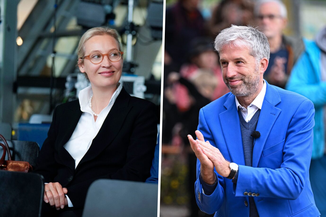 Alice Weidel und Tino Chrupalla bei der Fraktionssitzung der AfD-Bundestagsfraktion im Reichstagsgebäude. Tübingens Oberbürgermeister Boris Palmer eröffnet die 365 Meter lange Radbrücke West nach zweieinhalb Jahren Bauzeit. Die AfD-Vorsitzende Alice Weidel und Tübingens Oberbürgermeister Boris Palmer: Für ihn die nächste Kanzlerin? Fotos: picture alliance / Geisler-Fotopress | Bernd Elmenthaler/Geisler-Fotopr /// picture alliance / Pressefoto Ulmer | Markus Ulmer