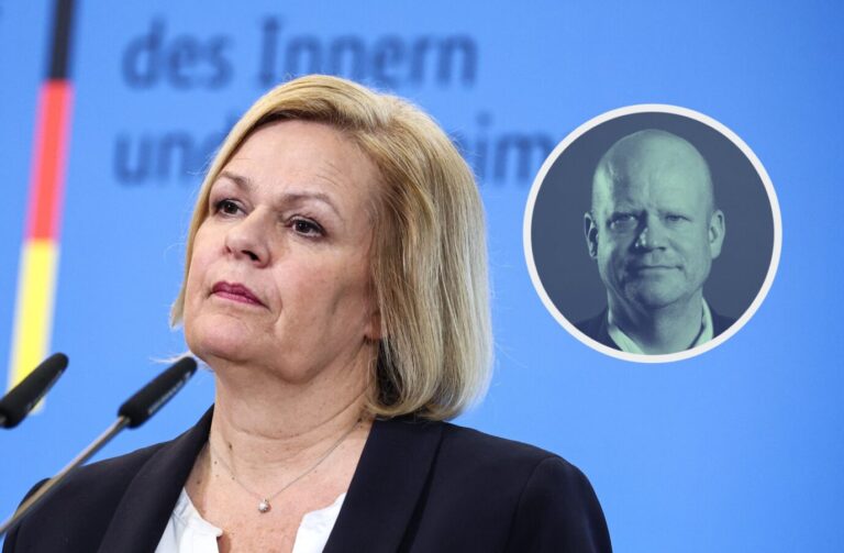 Bundesinnenministerin Nancy Faeser (SPD): Ihr Bundespolizeivermerk stellt zusammen mit der Disziplinarrechtsreform für Beamte eine Gefahr dar. (Themenbild/Collage)