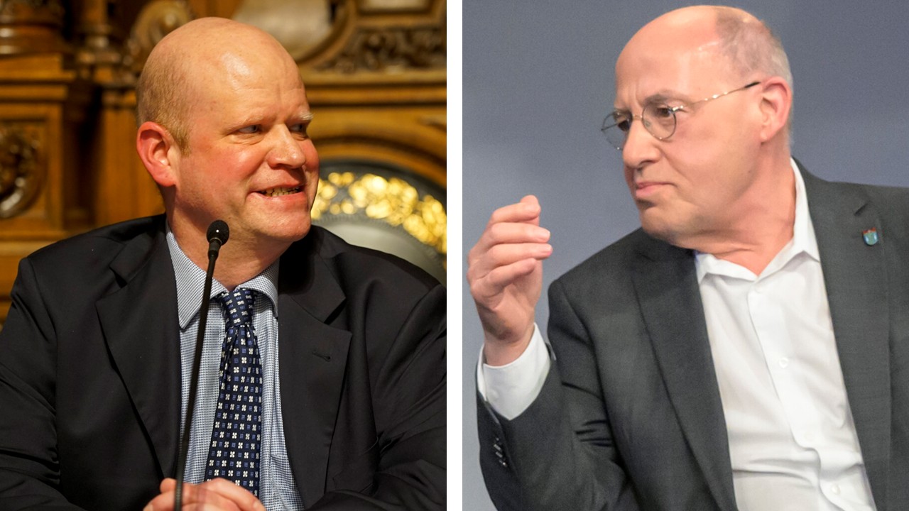 Streit um die Einberufung des neuen Bundestags: Staatsrechtler Ulrich Vosgerau (links), der die AfD vertritt, und Gregor Gysi (Die Linke).