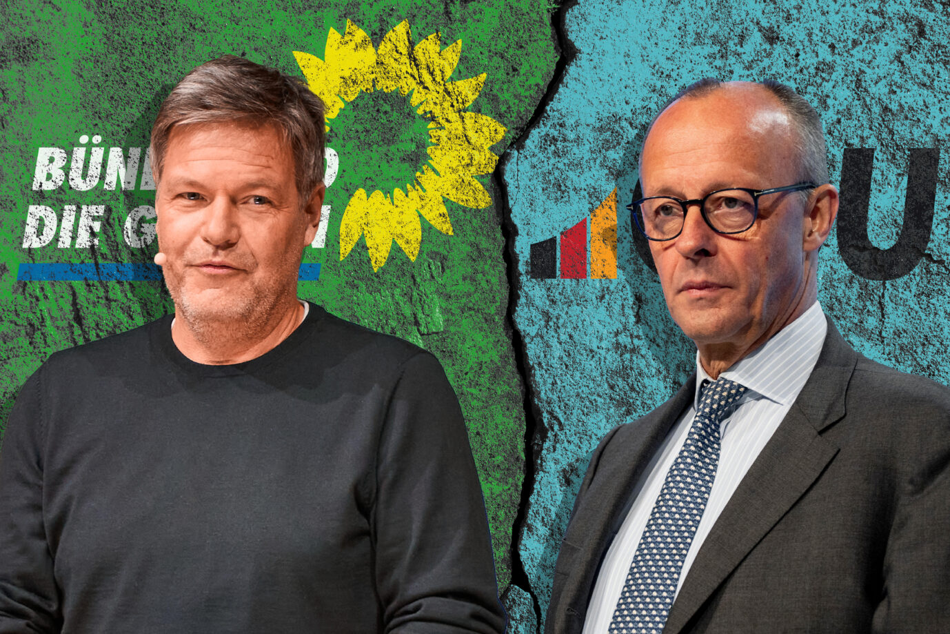 Bleibt das Heizungsgesetz? Wirtschaftsminister Robert Habeck (Grüne) und der designierte Kanzler Friedrich Merz (CDU).