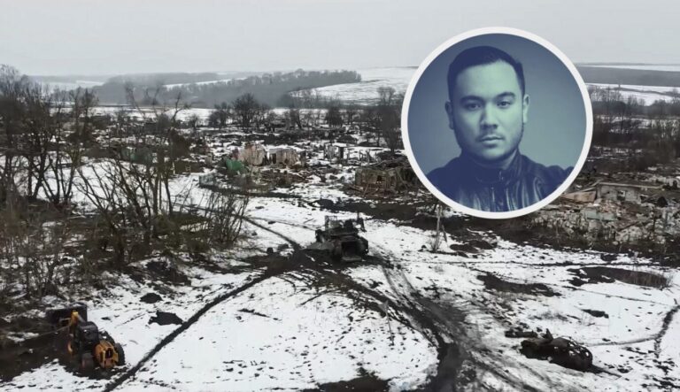 DIESES FOTO WIRD VON DER RUSSISCHEN STAATSAGENTUR TASS ZUR VERFÜGUNG GESTELLT. [RUSSIA, KURSK REGION - MARCH 3, 2025: The Sever [North] Group of Forces recaptures from Ukrainian troops the village of Pogrebki, north of Sudzha. Video screen grab. Best quality available. Russian Defence Ministry/TASS]. Es geht um die Region Kursk.