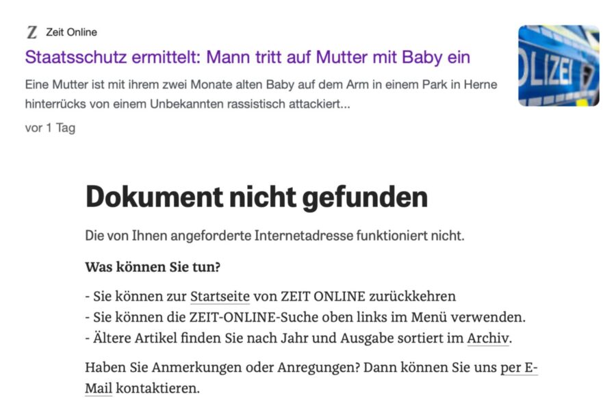 Die Grafik zeigt das Vorgehen der „Zeit“ beim erfundenen rassistischen Angriff auf eine Frau in Herne.