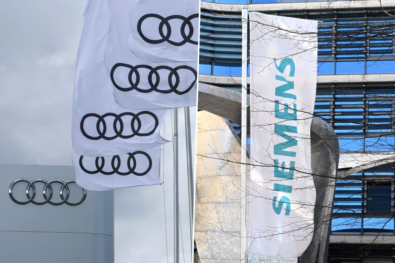 Das Bild zeigt die Logos von Audi und Siemens.