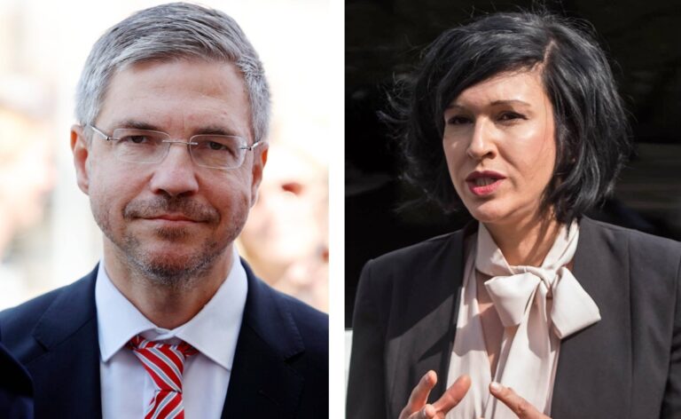 Der abgewählte Potsdamer Oberbürbermeister Mike Schubert (SPD) und seine mögliche Nachfolgerin Noosha Aubel (parteilos).