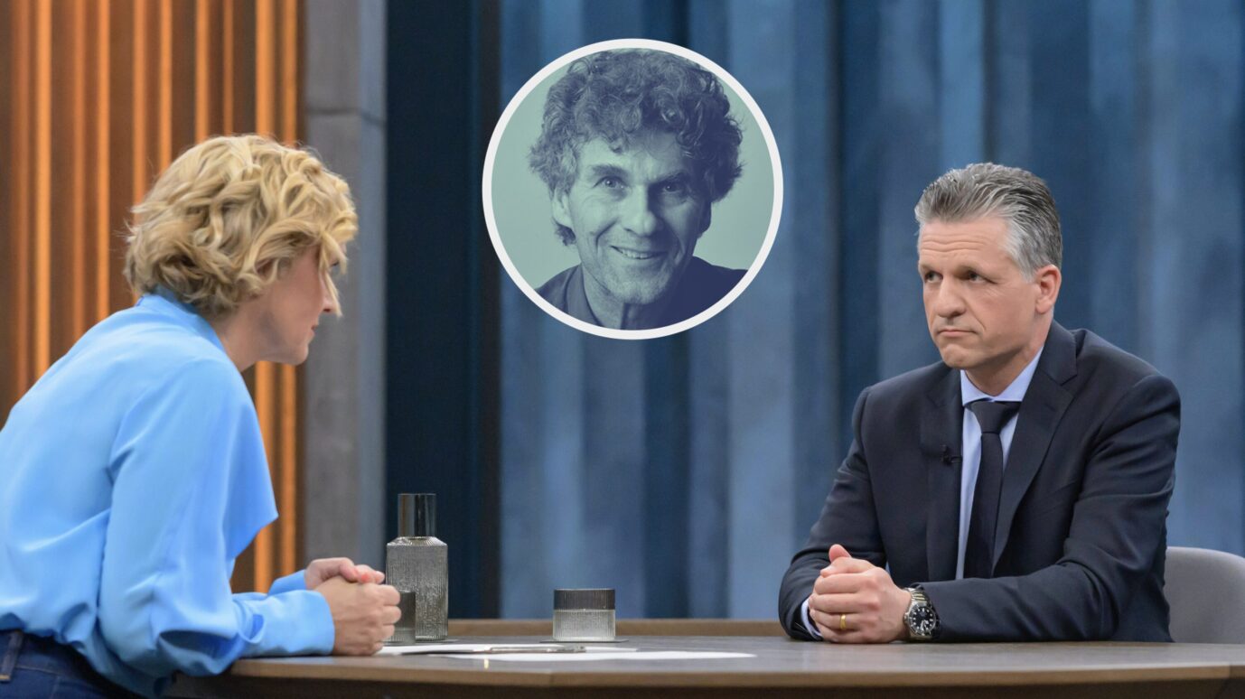 GER, Berlin, Studio, zu Gast bei - Caren Miosga, Polittalk, TV, Format, mit Moderatorin, NDR, Das Erste, aus Adlershof - am Studio 20, Thema - Merz, Fehlstart: Wie will die neue Regierung Vertrauen gewinnen - Herr Frei, im Bild v.l.: Caren Miosga, Thorsten Frei (Chef des Bundeskanzleramtes, CDU),
