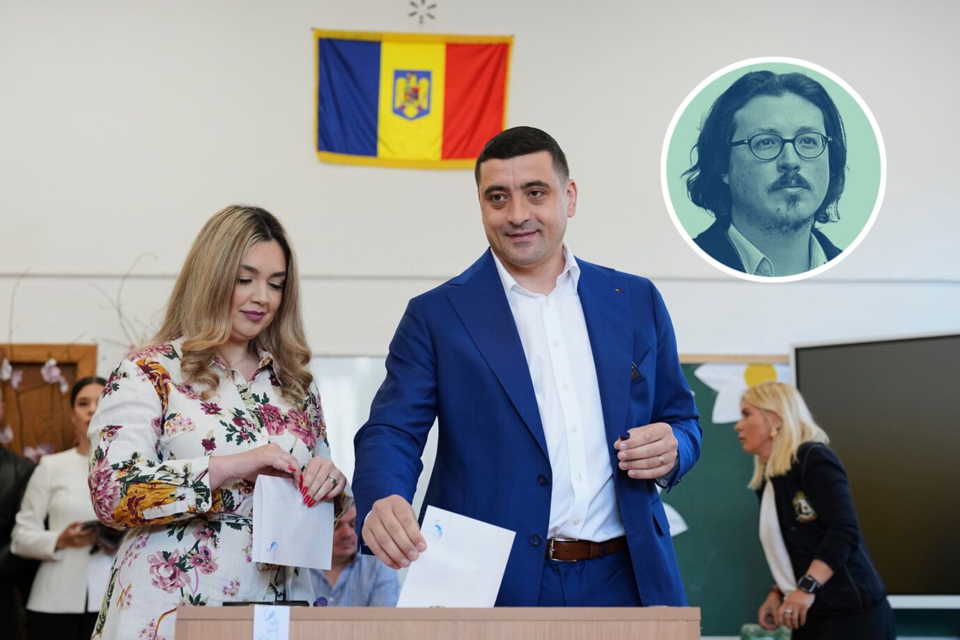 Das Bild zeigt Rumäniens rechten Präsidentschaftskandidaten George Simion.
