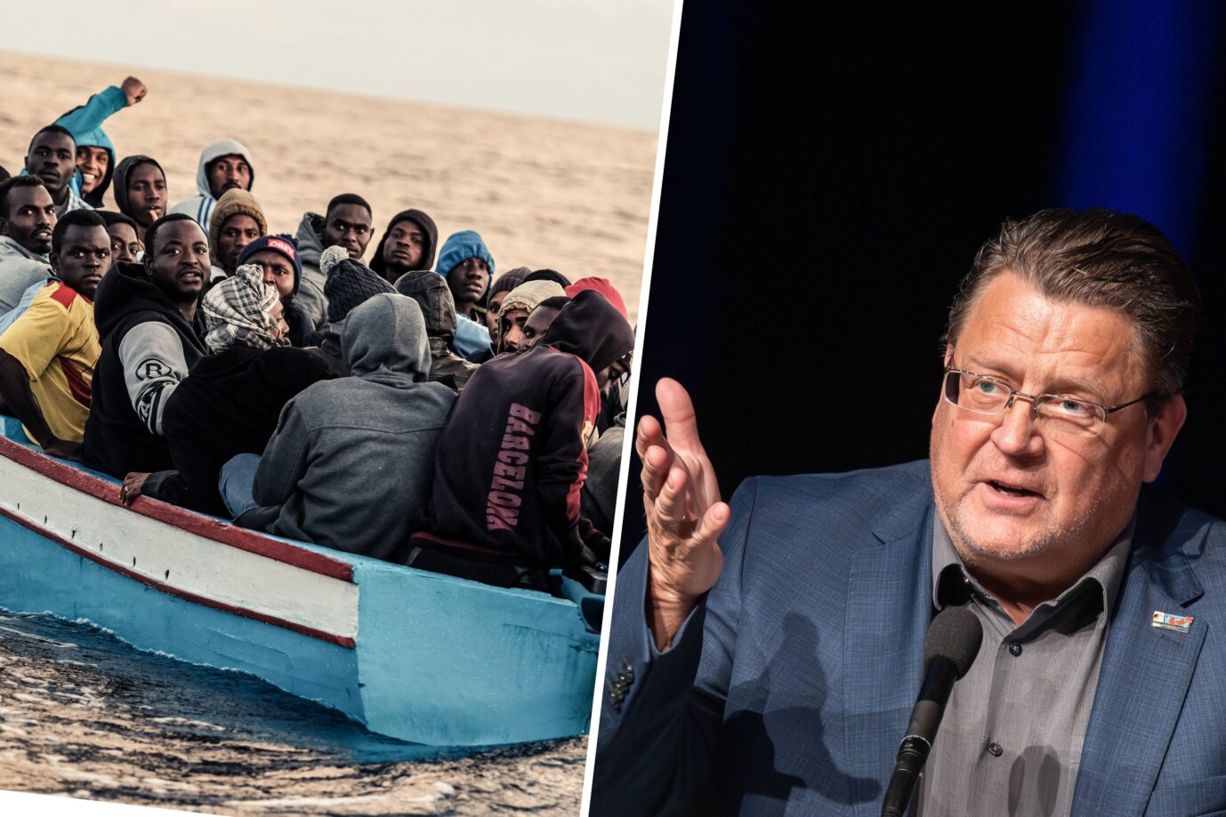 Afrikanische Bootsmigranten vor Libyen. Die Bundesregierung fördert die "zivile Seenotrettung" mit Millionen Euro Steuergeld. Stephan Brandner kritisiert das scharf.