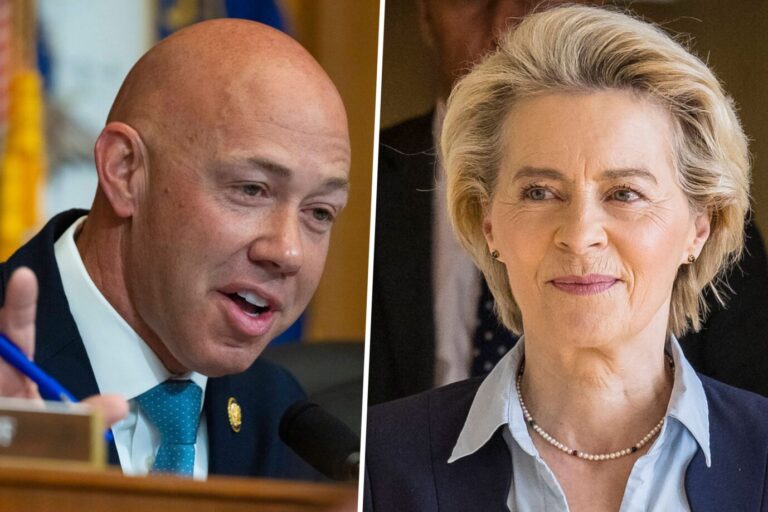 Der US-Abgeordnete Brian Mast setzt EU-Kommissionspräsidentin Ursula von der Leyen unter Druck.