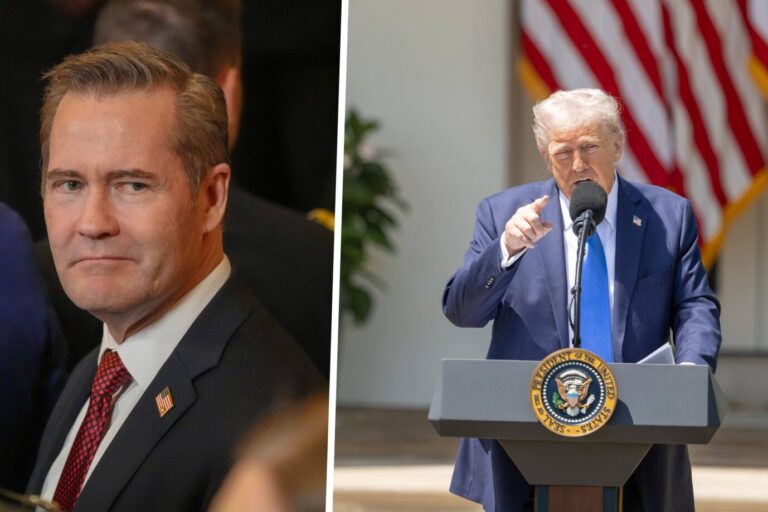 Mike Waltz verliert seinen Posten. Trump, hier im Rosengarten des Weißen Hauses nominiert ihn zum UN-Botschafter.