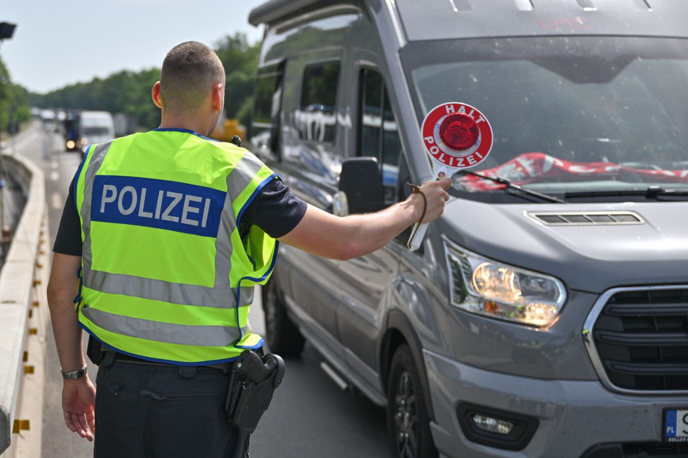 Kontrolle an der Grenze zwischen Deutschland und Polen