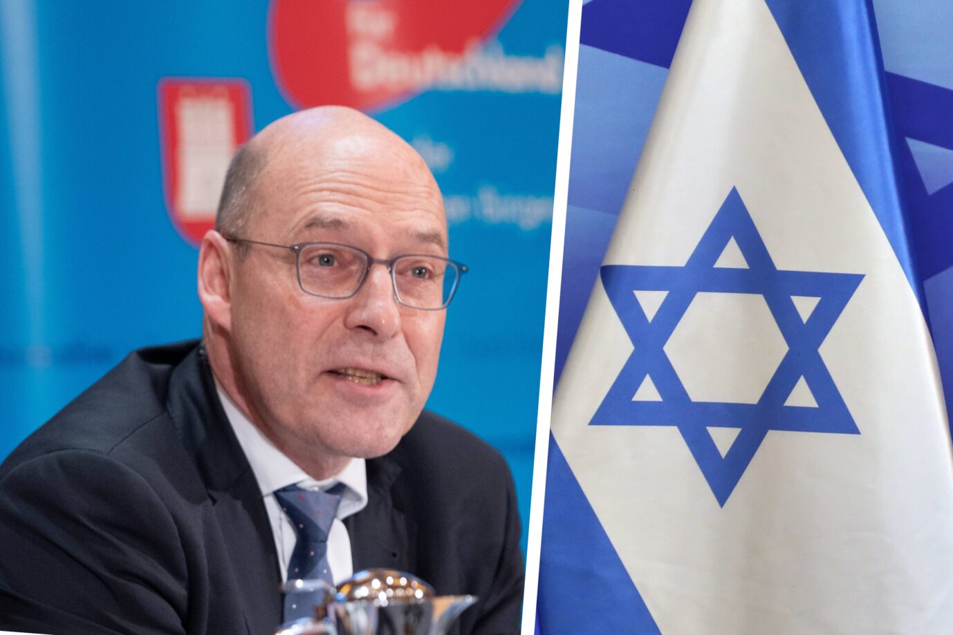 AfD-Außenpolitiker Alexander Wolf und eine Israel-Flagge