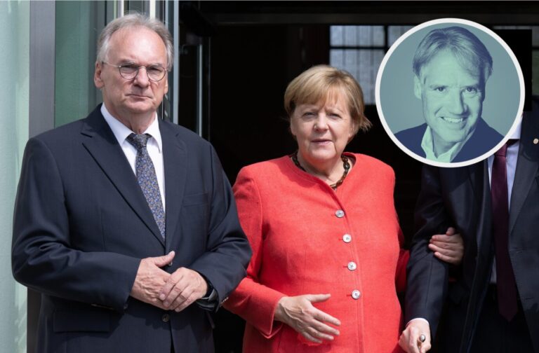 Wollen auswandern, denn es ist nicht mehr ihr Land: Reiner Haseloff und Angela Merkel.