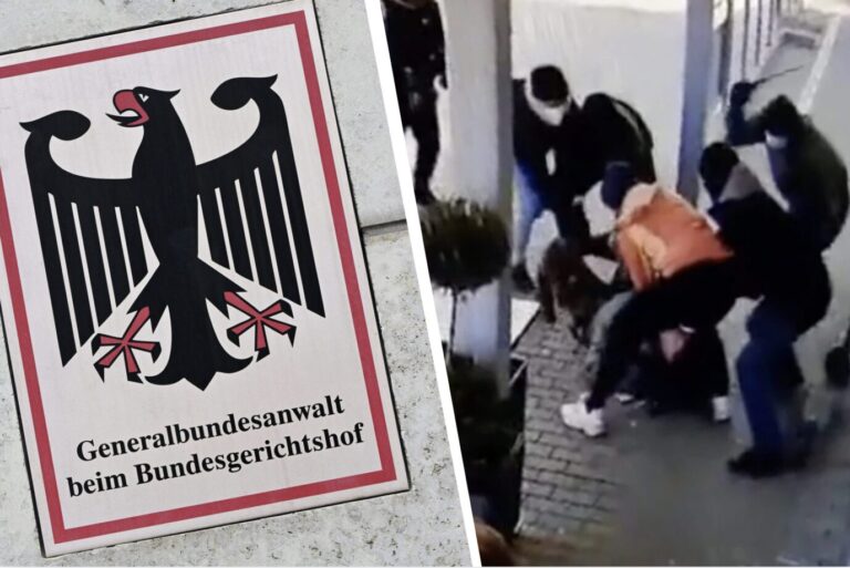 Das Foto zeigt einen Angriff der „Hammerbande“ in Budapest