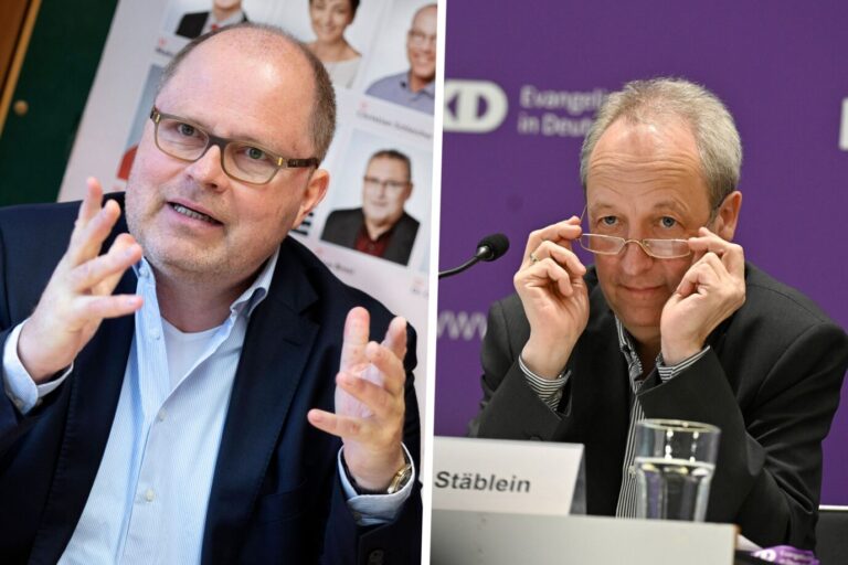 Christian Lange und Bischof Christian Stäblein. Der SPD-Politiker tritt wegen des Kirchenasyls aus der Kirch aus.