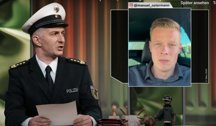 Jan Bömermann (l.) attackierte den Polizeigewerkschafter Ostermann - doch der schlägt nun mit juristischen Mitteln zurück. Screenshot: ZDF Magazin Royale / JF