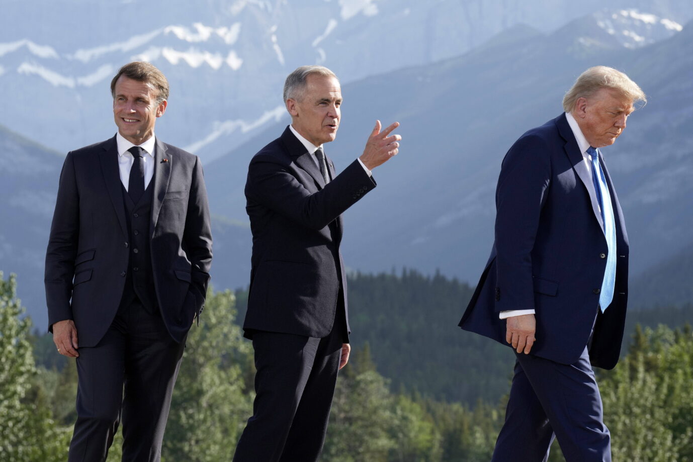 Trump, Carney und Macron beim G7-Gipfel in Kanada